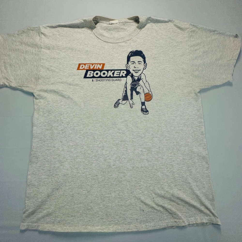 Fruit of the Loom Phoenix Suns‎ Devin Booker Caricature T-Shirt Gray Large NBA